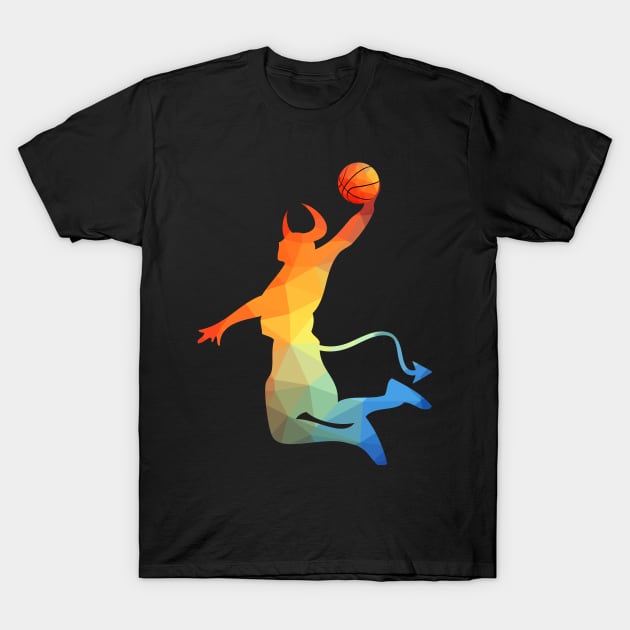 Basketball Player Devil Slam Dunk Illustration T-Shirt by HappyGiftArt